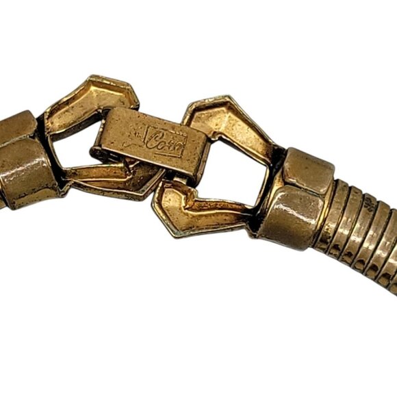 Coro Pegasus Serpentine Stretch Omega Necklace Rose Slider Pendant 16" Vintage - Picture 9 of 16